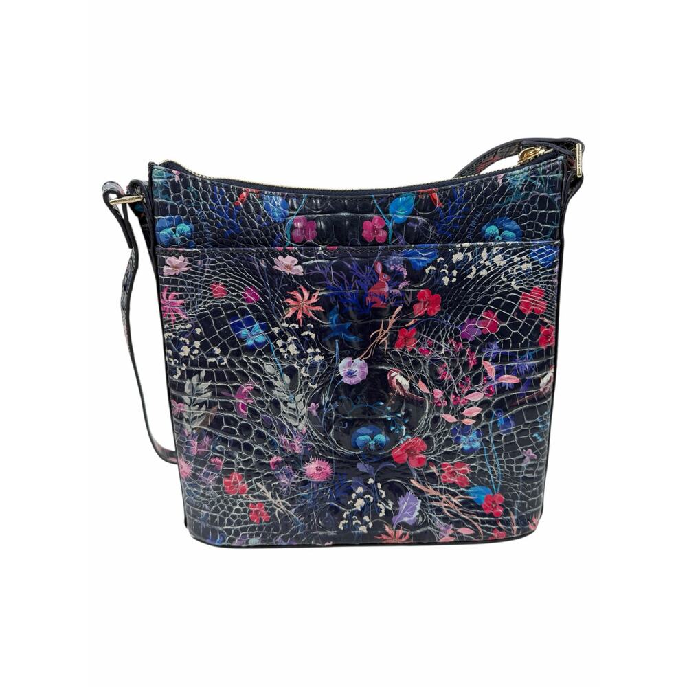 Brahmin Katie Crossbody Bag Folktale Melbourne Blue Floral Crocodile - Picture 5 of 14
